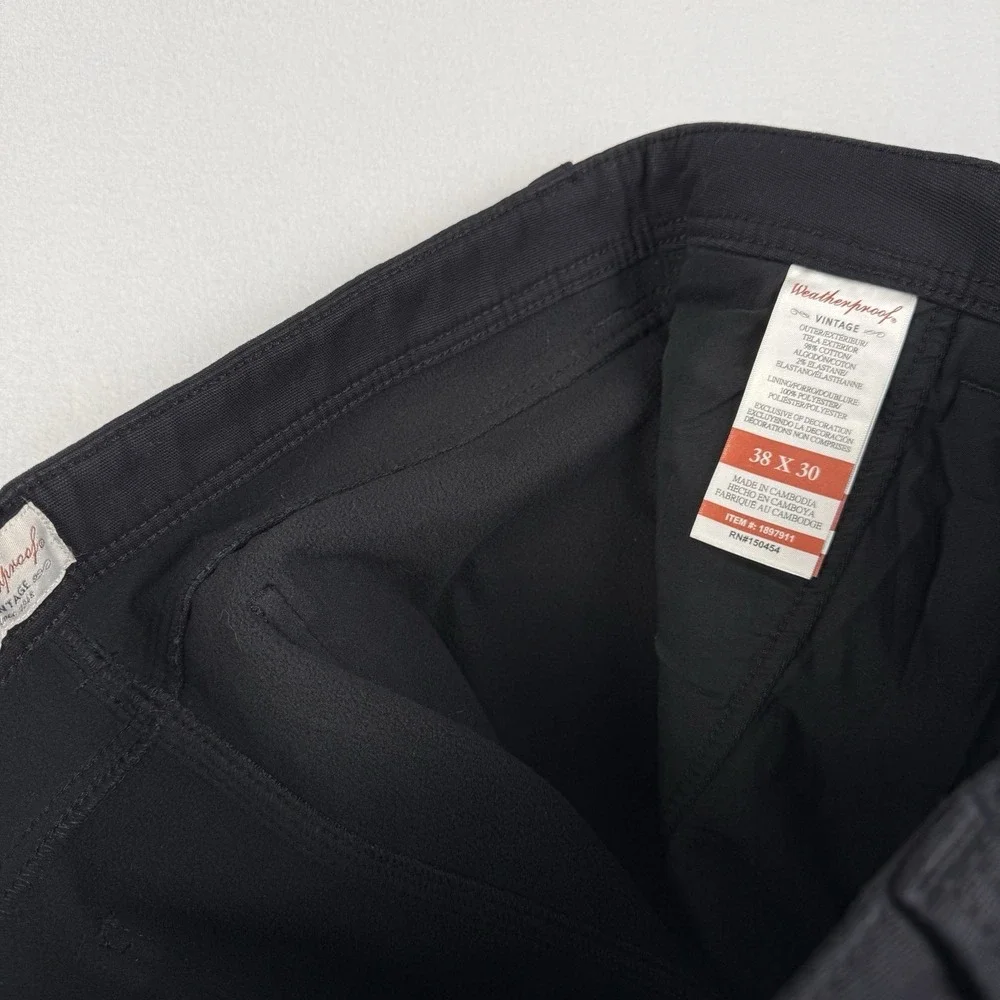 Weatherproof Vintage Pants Mens 38x30 Canvas Fleece Lined‎ Black Pants Flaw
